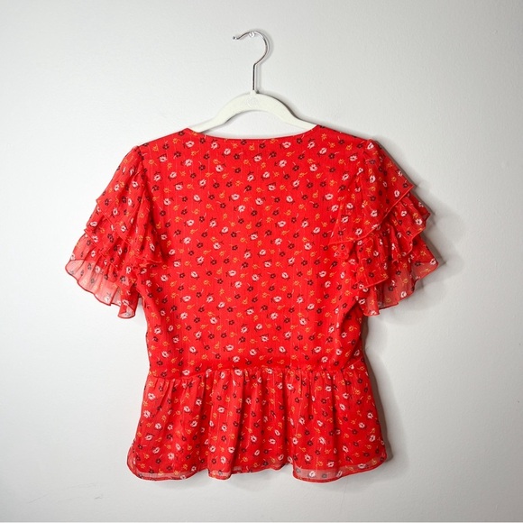 Madewell Tiered-Sleeve Peplum Top in Metallic Prairie Posies - Picture 7 of 8